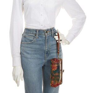 Patricia Nash Multi-Print Leather Wristlet With Vintage Floral Design & Kiss-Loc